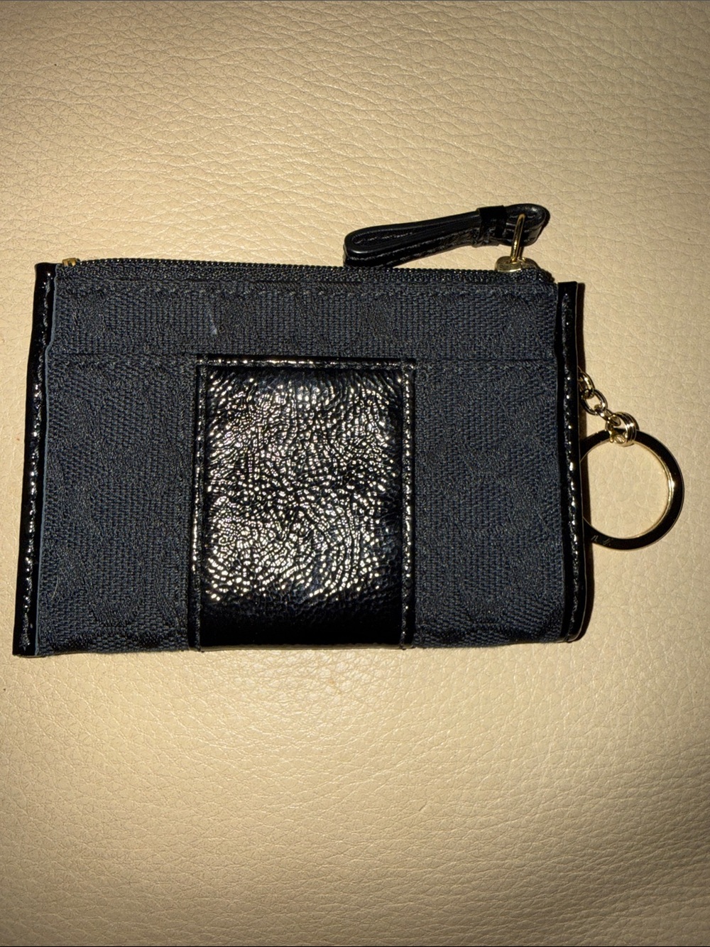 Coach Black Logo Zip Card Pouch with Keyring - Picture 2 of 2